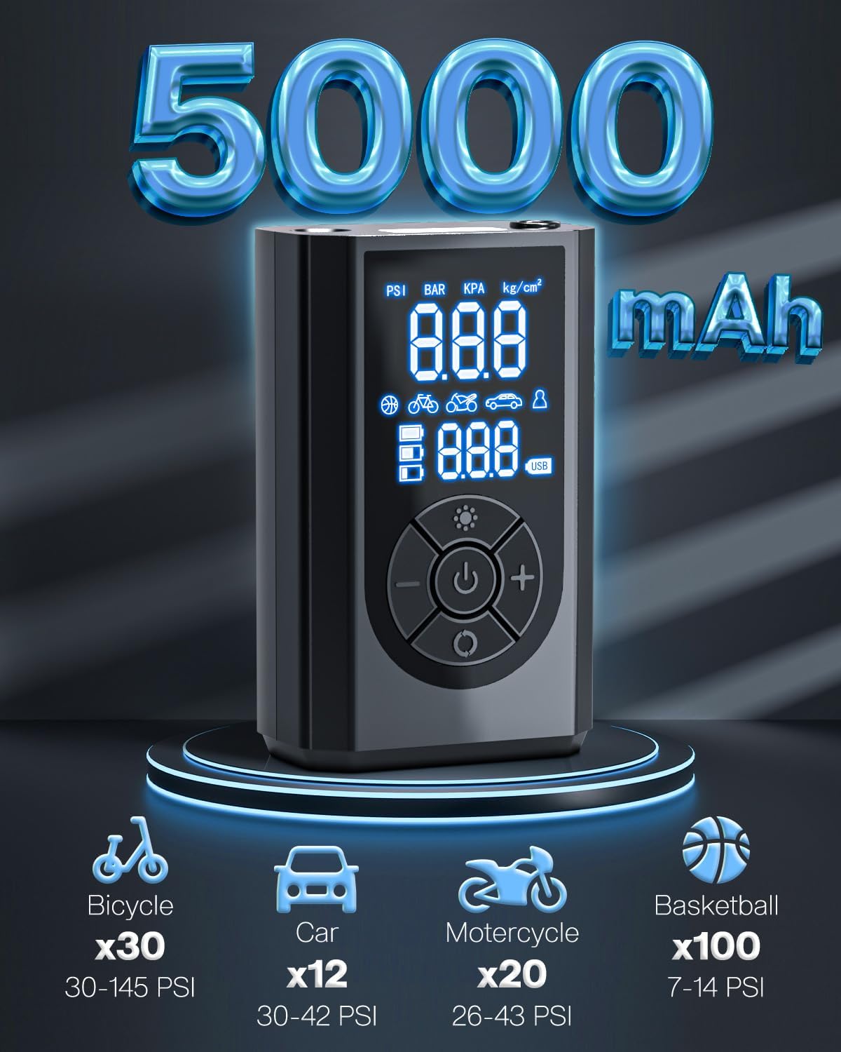 Tire Repair Kit with Portable Air Compressor, Tire Plug Kit 58PCS with Cordless Tire Inflator (150 PSI) for Car, Motorcycle, Tractor, Truck, Ball