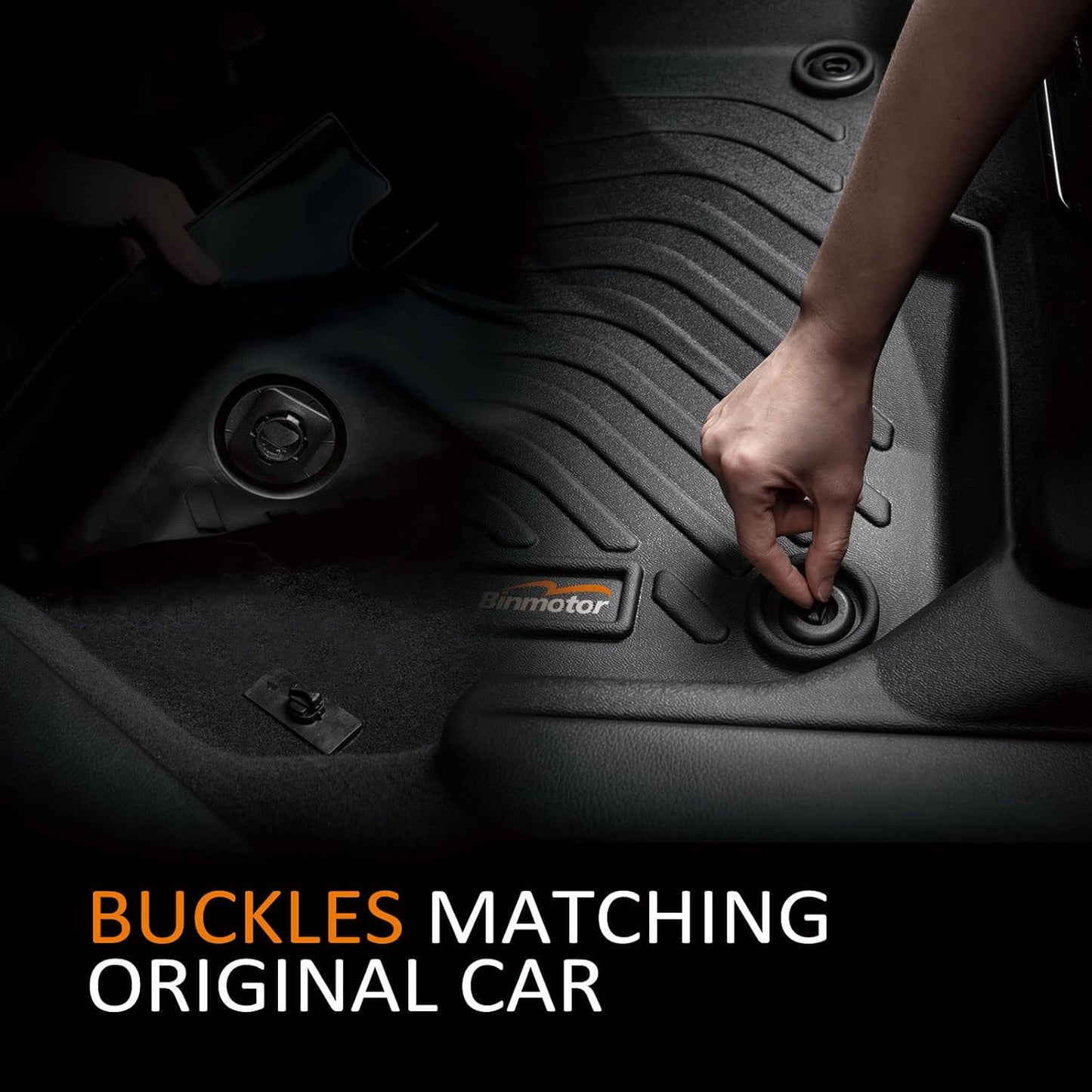 Binmotor-All Weather Car Floor Mats and Cargo Liner Set for Nissan Ariya 2023-2025, 2 Rows with Cargo Mat Set, TPE Rubber Liners for Ariya Accessories Mats Trunk Liner Mat-Black