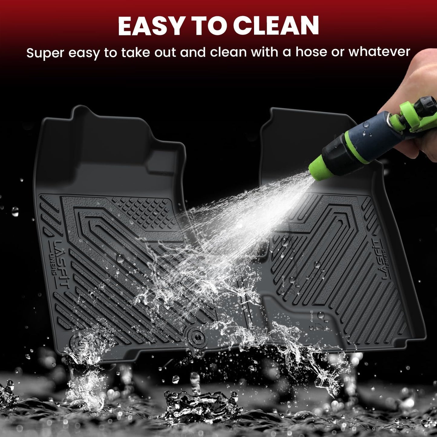 LASFIT Floor Mats & Trunk Mat for Honda CR-V CRV 2007 2008 2009 2010 2011 EX LX SE, Custom Fit All Weather TPE Easy Clean Durable Floor Liner,1st & 2nd Row & Trunk Liner, Black (Not for EX-L)