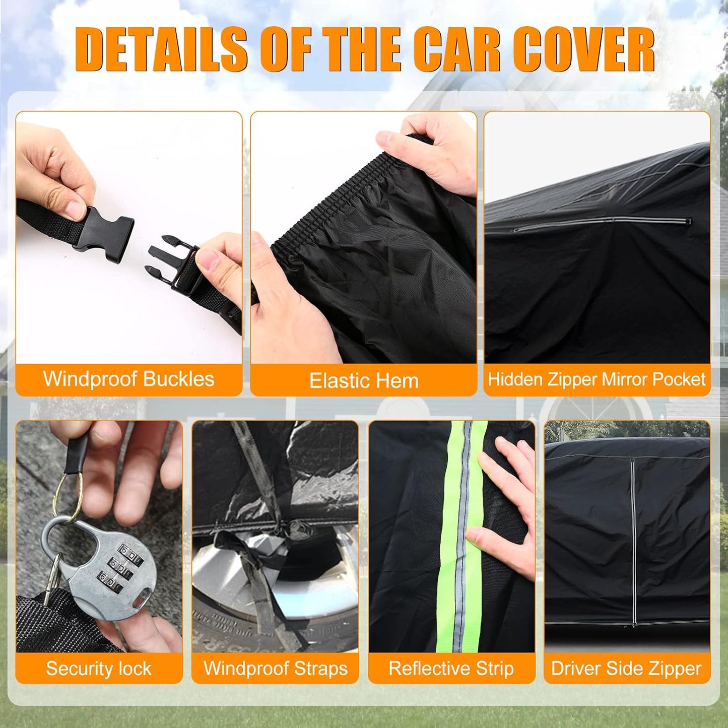 Waterproof Car Cover Compatible with Chevrolet Monte Carlo LS/SS 1978-1988, 210T All Weather Classic Car Covers with Zipper Door & Lock for Snow Rain Protection