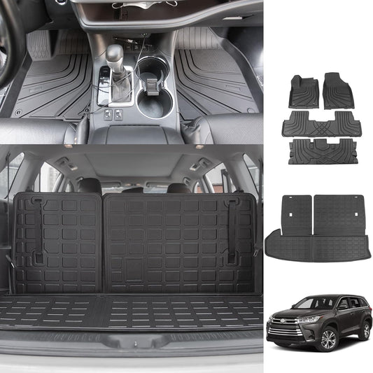 powoq Floor Mat Compatible with 2014-2019 Toyota Highlander Cargo Mat TPE All Weather Protection Cargo Liner Trunk Liner Replacement for 2014-2019 Toyota Highlander Accessories