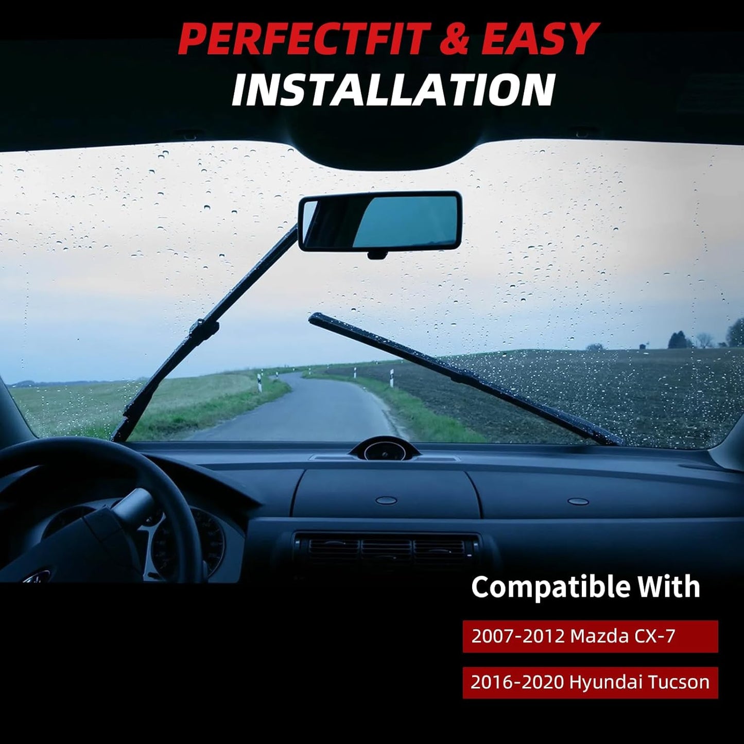 OTUAYAUTO Premium Windshield Wiper Blades - Replacement for Hyundai Tucson 16-20, Mazda CX7 07-12 - Precision Fit, All-Weather Performance, Front and Rear Wiper Blades, U Hook - 26"+16"+14" (Pack 3)