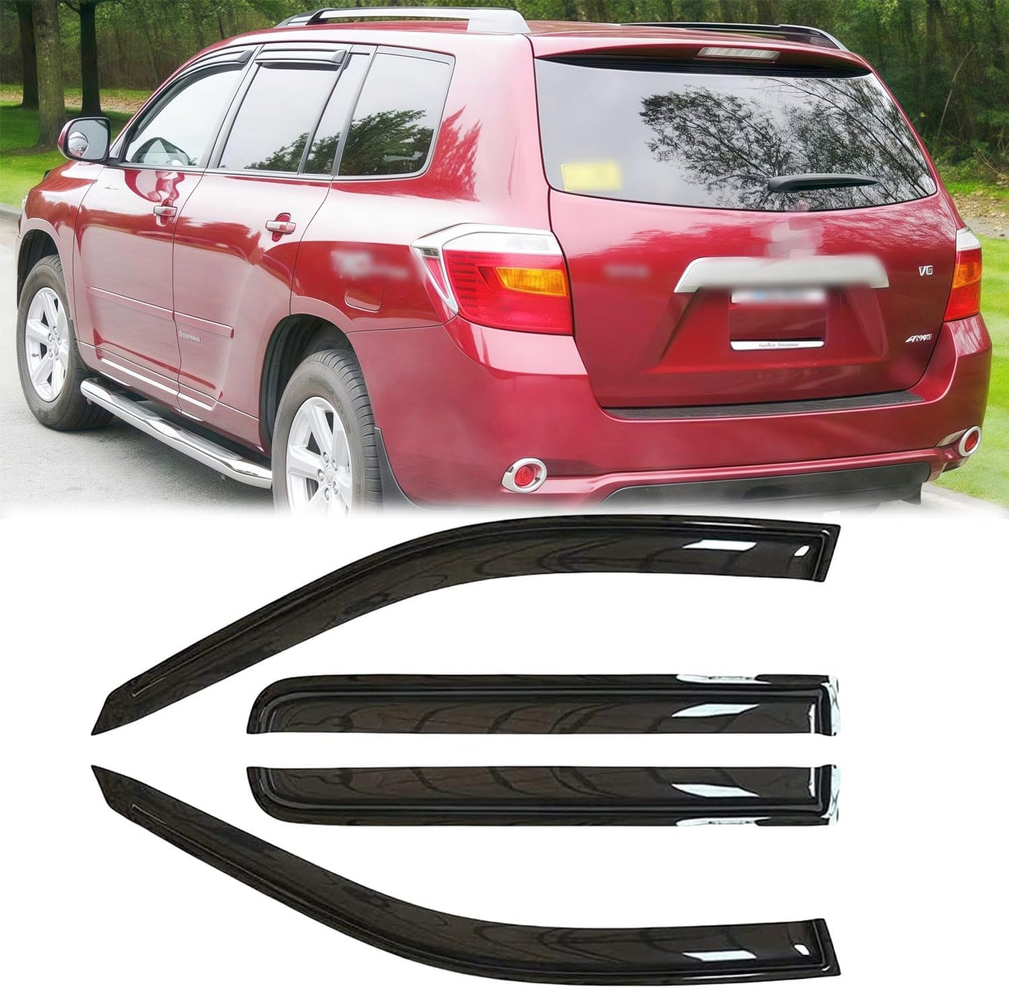 Rainproof Side Window Wind Deflectors for 2011-2017 Jeep Compass (Old Body Style), Tape-on Sun Rain Guard Sets,Nice Looking Window Visors for Cars,Vent Deflector for 11-17 Jeep Compass 94540