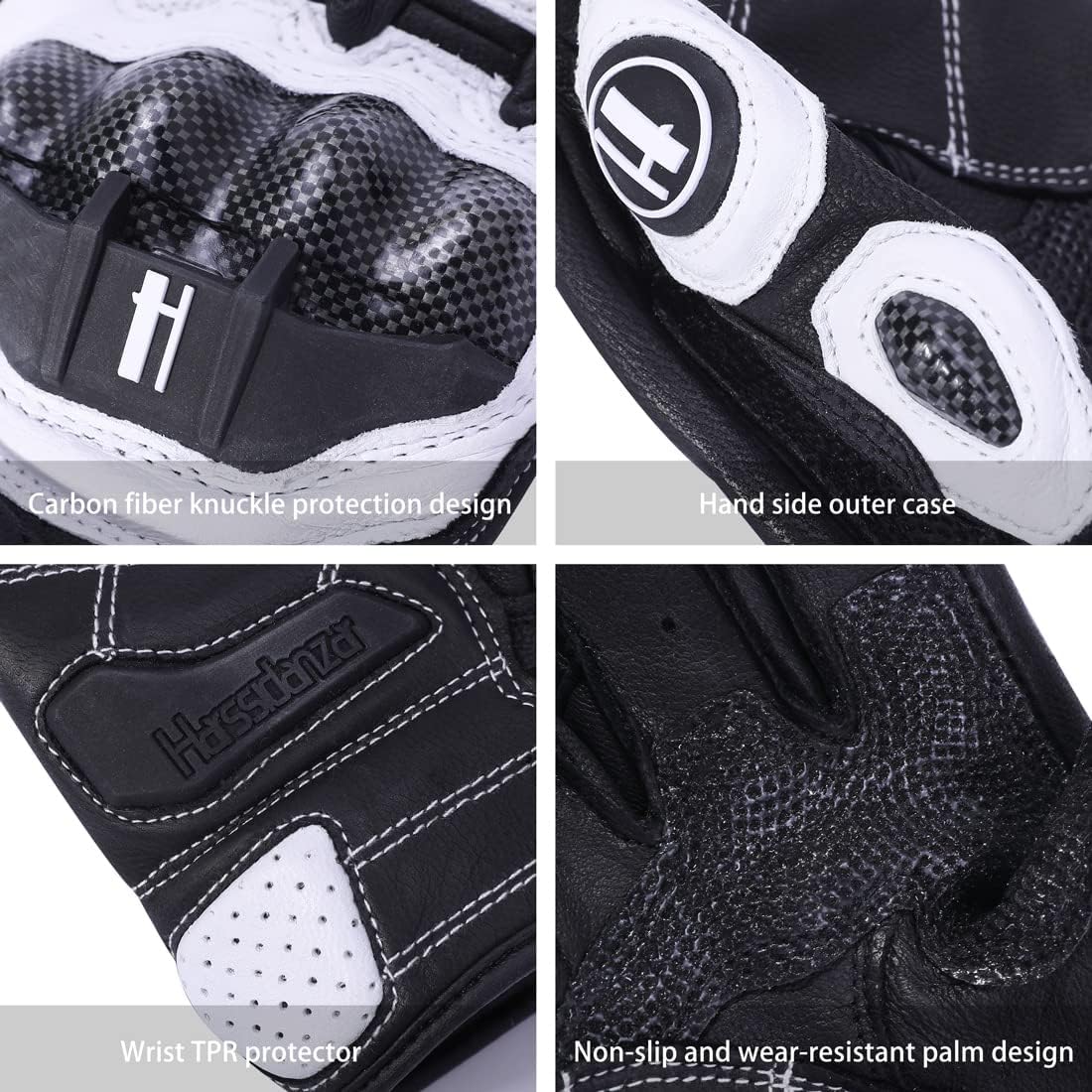 Harssidanzar Breathable Leather Motorcycle Gloves Touchscreen for Men Women KM046