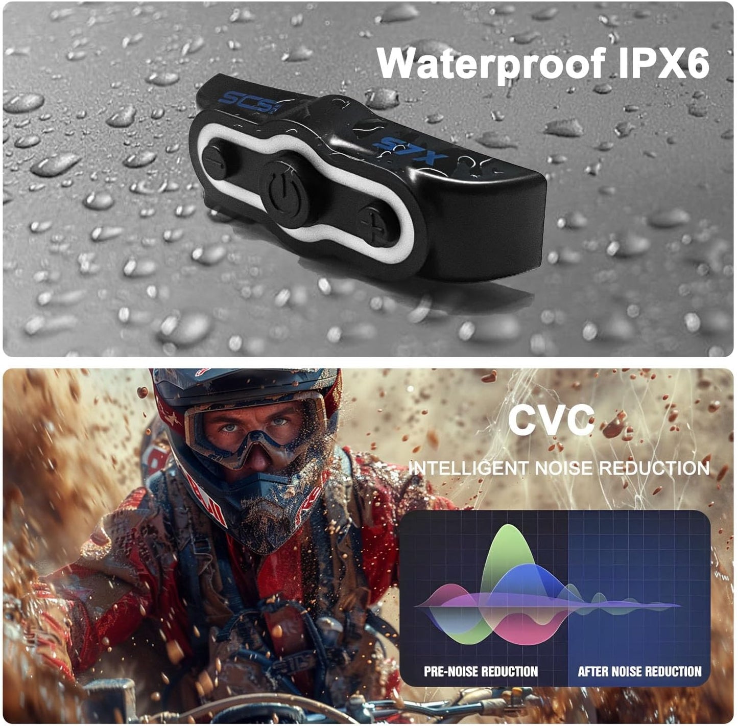 Motorcycle Helmet Bluetooth Headset Motorcycle Helmet Speaker IPX6 Waterproof Sports Headset,Automatic Answer,Music Call Control,RGB Light,Intelligent Noise for All Helmets