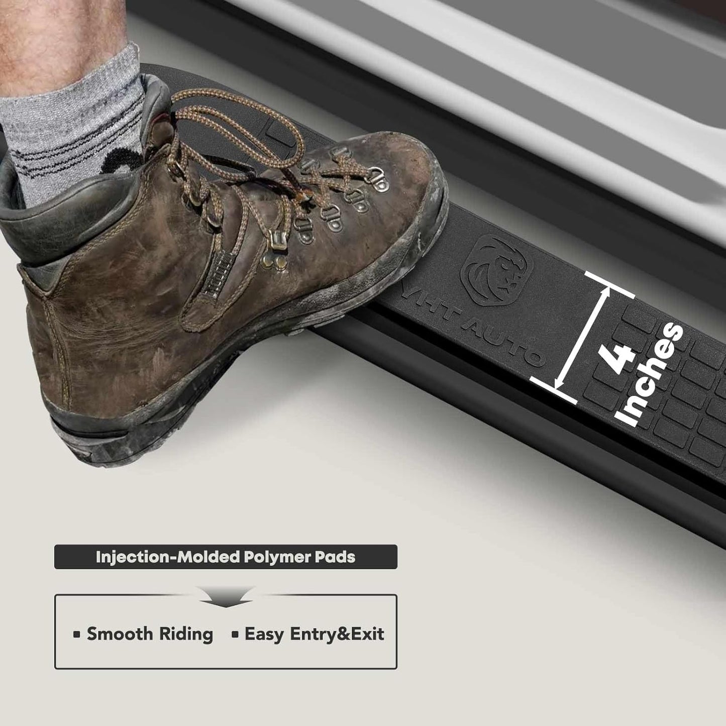 YHTAUTO 4" Running Boards Side Steps Fits Chevy & GMC Silverado/Sierra 1500 19-24, Silverado 1500 LTD/Sierra 1500 Limited 22, Silverado/Sierra 2500 HD & 3500 HD 20-24 - Crew Cab, Oval Straight Truck