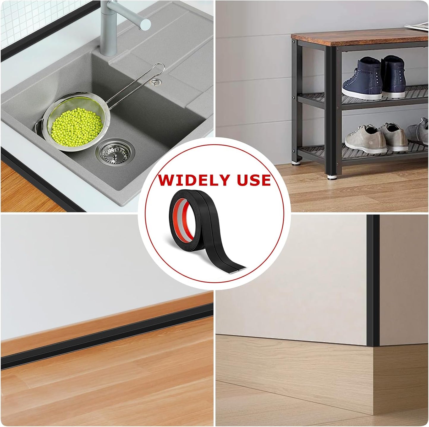 Flexible Wall Corner Protector Moulding Trim Peel and Stick Wall Corner Guards Edge Protector Self Adhesive Molding Trim Strip for Edge Ceiling (Black, 2.4 in x 10 Ft)