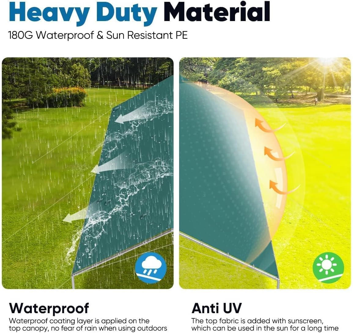 Quictent 10x20 ft Heavy Duty Car Canopy Galvanized Frame Carport Outdoor Party Tent Boat Shelter with 3 Reinforced Steel Cables - Green