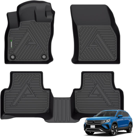 ANBINGO® Floor Mats Custom for VW Taos 2022 2023 2024 2025 S/SE/SEL AWD & FWD All Weather Protection TPE Heavy Duty Non-Slip Automotive Floor Liners Fits Front& 2nd Row VW Taos Full Set