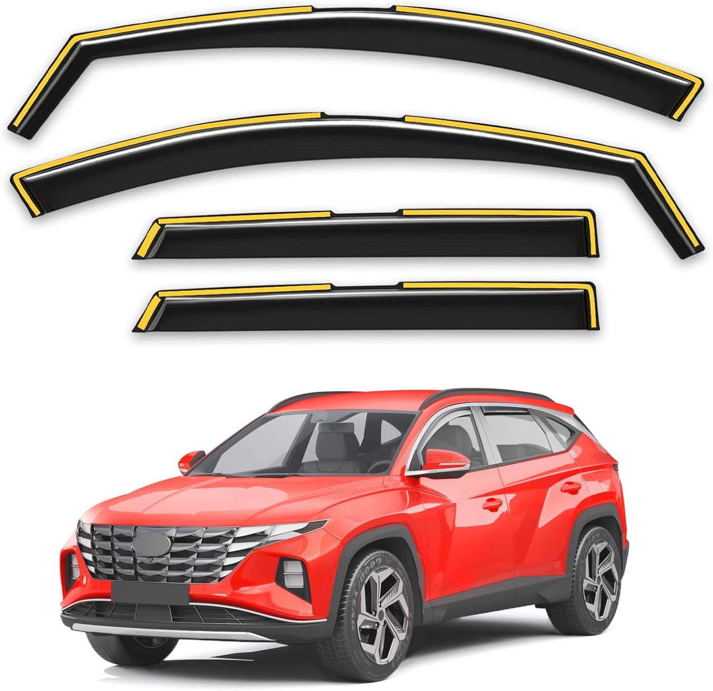 in-Channel Window Rain Guards Fit for Hyundai Tucson 2022 2024 2023 2025 Extra Durable Window Deflectors Window Visors Vent Shades Vent Visors Car Accessories-4 pcs Q24