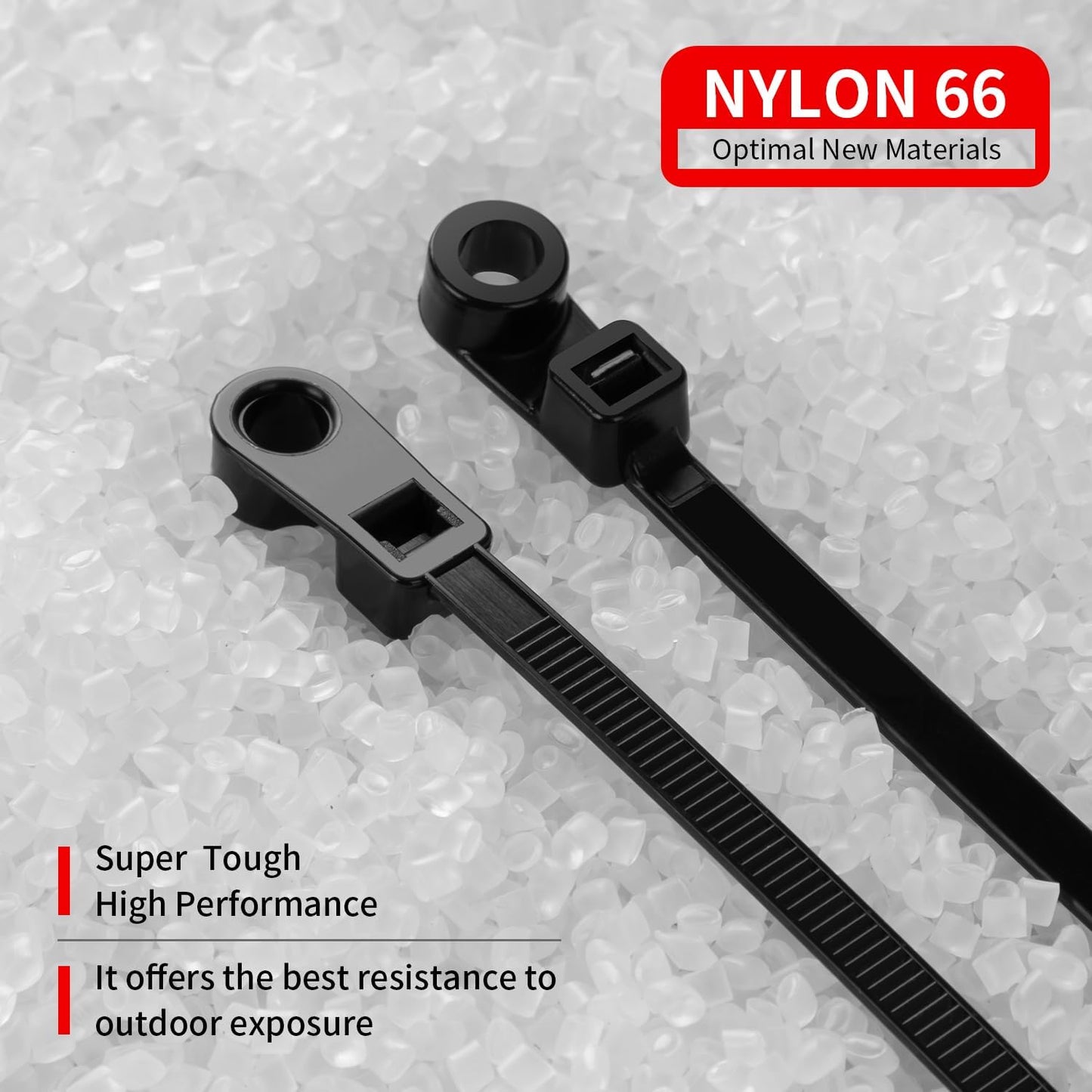 1000 PCS 14 inch Black Zip Ties with Screw Hole 70lbs Mountable head Cable Ties Straps Multipurpose Heavy Duty Nylon Cable Zip Ties with Screw Mounting Hole