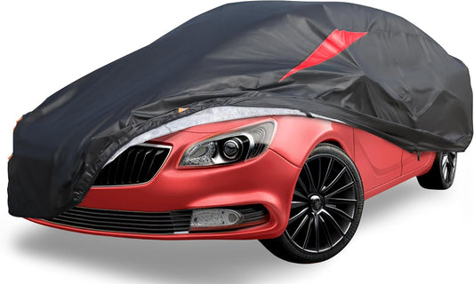 Car Cover Waterproof All Weather, 6 Layers Car Covers for Automobiles, Full Exterior Cover with Zipper, Outdoor Car Cover Sun UV Rain Snow Wind Protection for Sedan (190-195 inch)