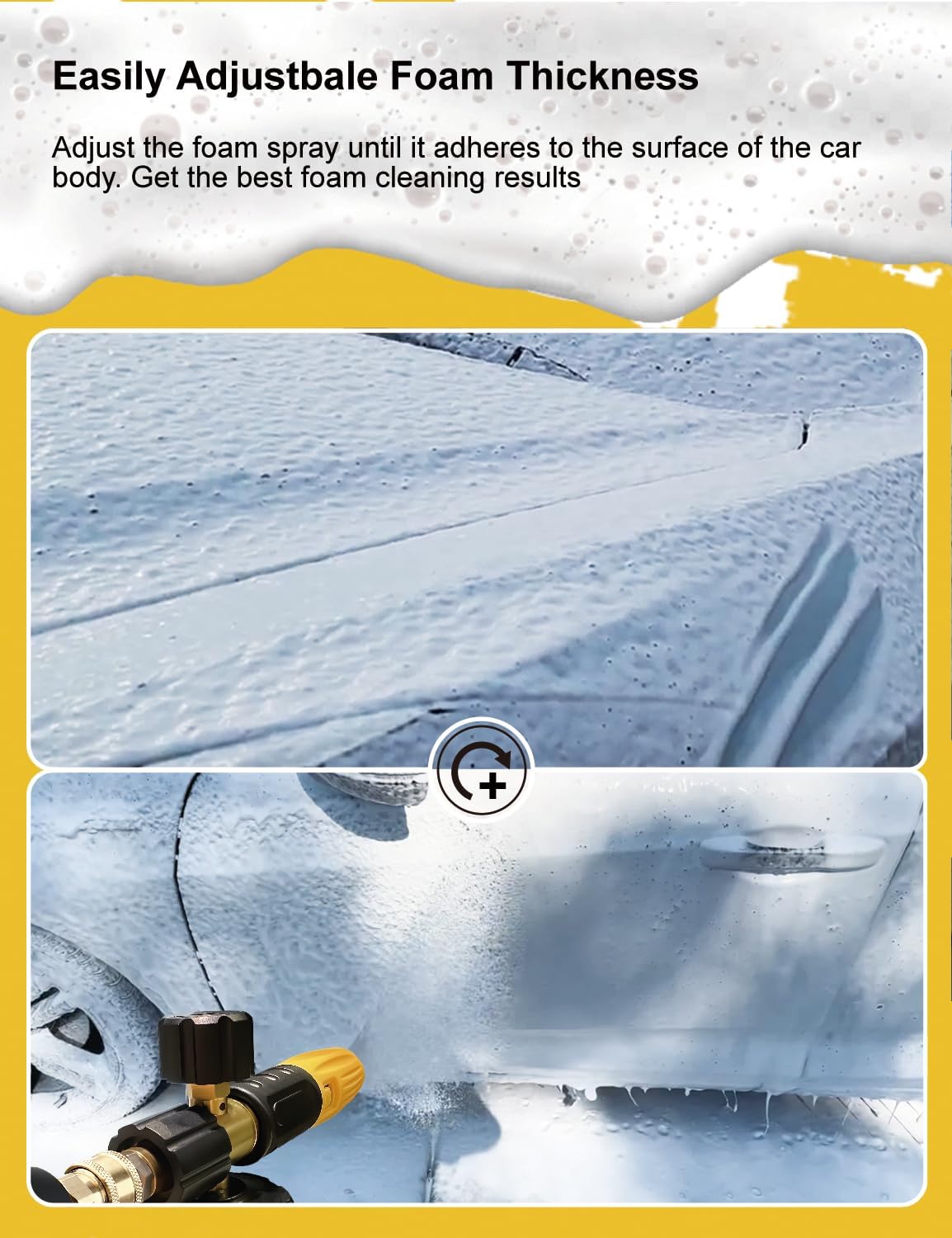 BOSEA Foam Cannon with Pressure Washer Tips and Nozzle Holder, 4000PSI Car Wash Snow Foam Cannon (Wide Mouth) with M22 and 1/4" Quick Connector,1L Bottle