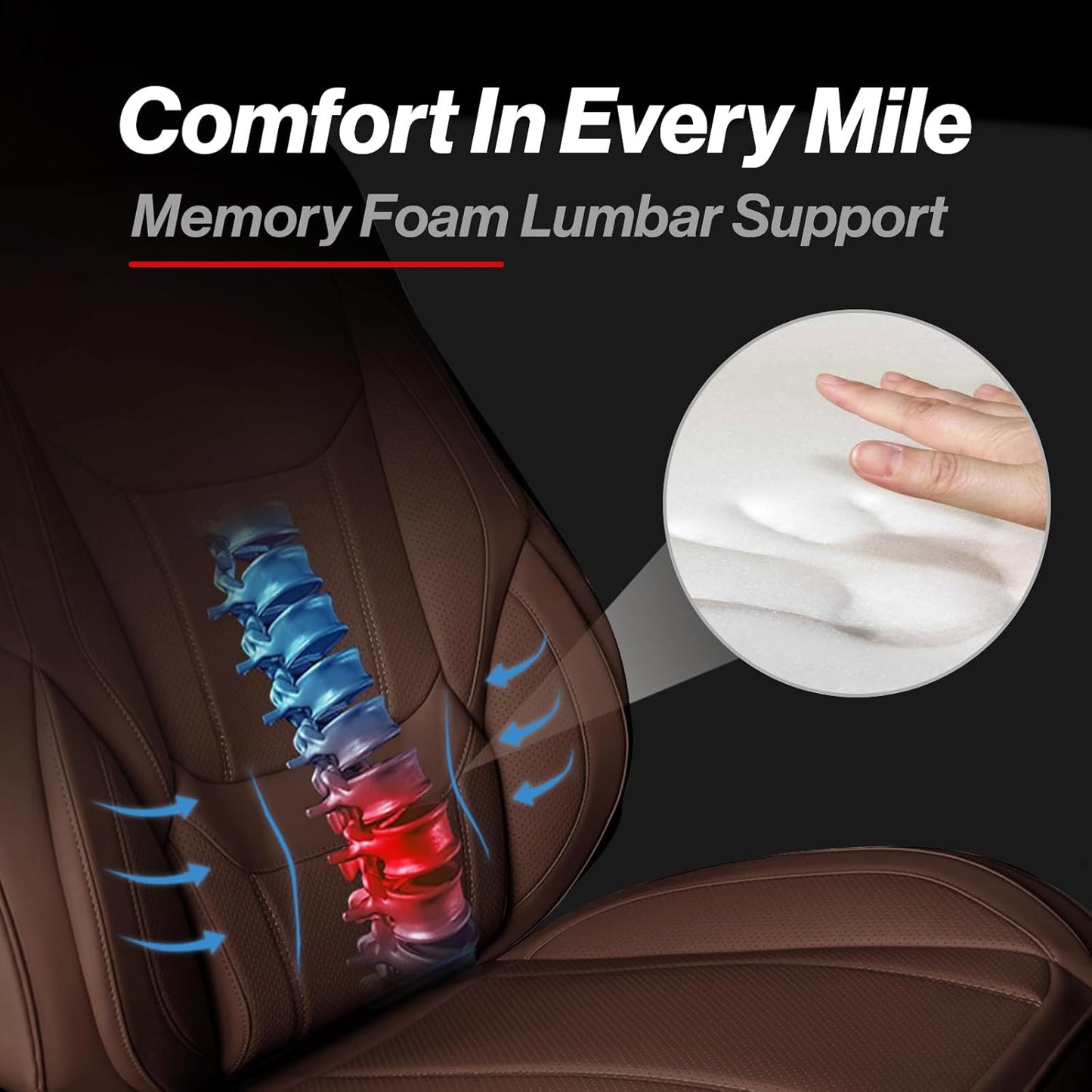 Coverland Custom Car Seat Covers Compatible with 2007-2013 Silverado 1500 Crew Cab, Extended Cab - Premium Leather Non-Slip Waterproof Interior Protector Full Set-Dark Brown [See Size Chart-Size X133]