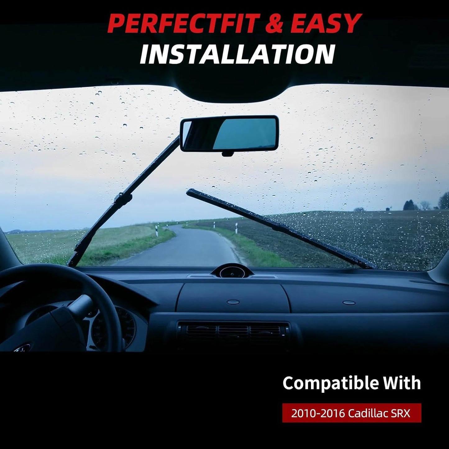 OTUAYAUTO Premium Windshield Wiper Blades - Replacement for Cadillac SRX 2010-2016 - Precision Fit, All-Weather Performance, Front and Rear Wiper Blades, Top Lock - 26"+17"+12" (Pack of 3)