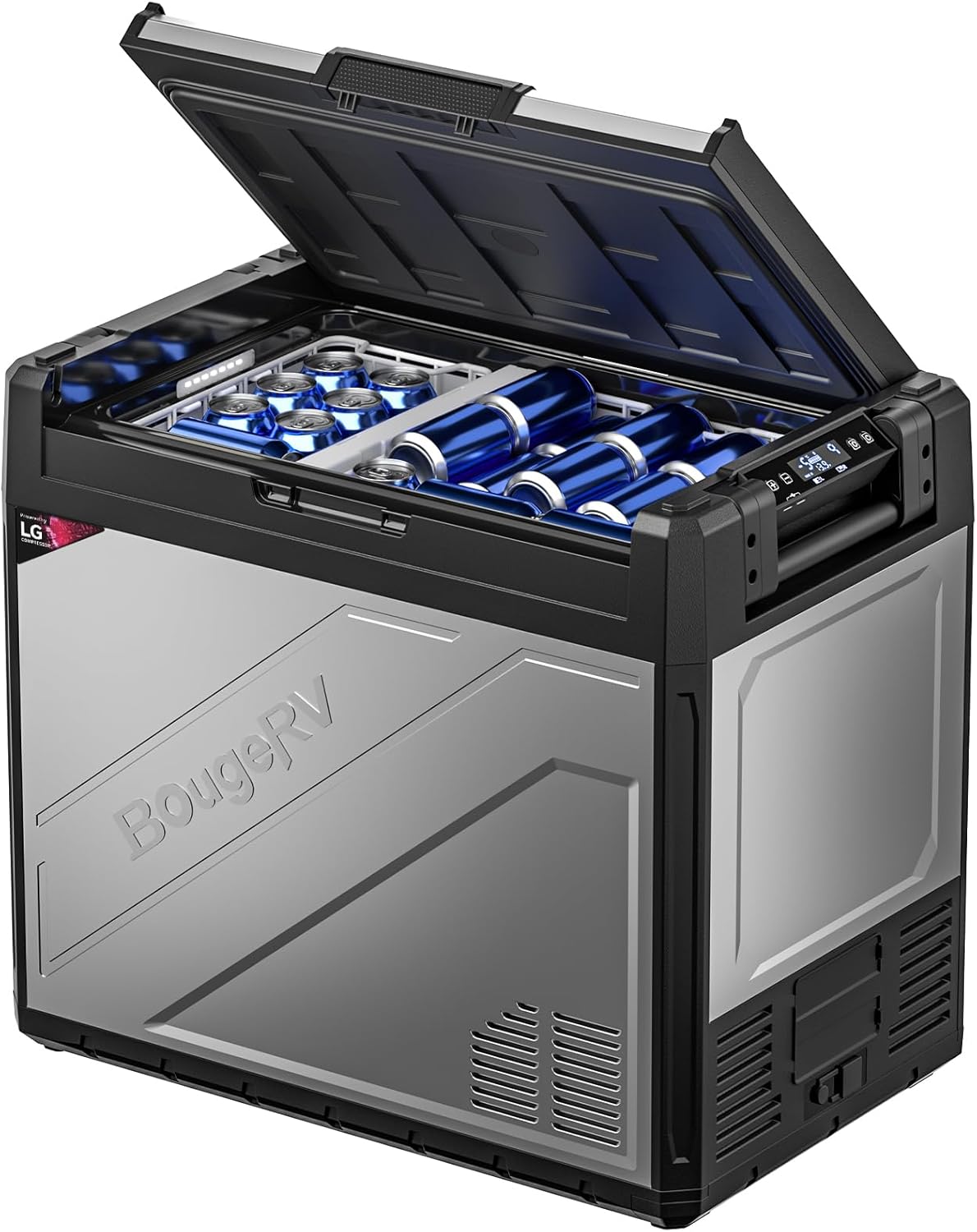 BougeRV 12 Volt Portable Refrigerator, 81 Quart Rocky V2.0 Dual Zone Car Fridge Freezer with LG Compressor, Compressor Cooler with App Control 12/24V DC, 110~240V AC for Camping, Travel, RV, Truck