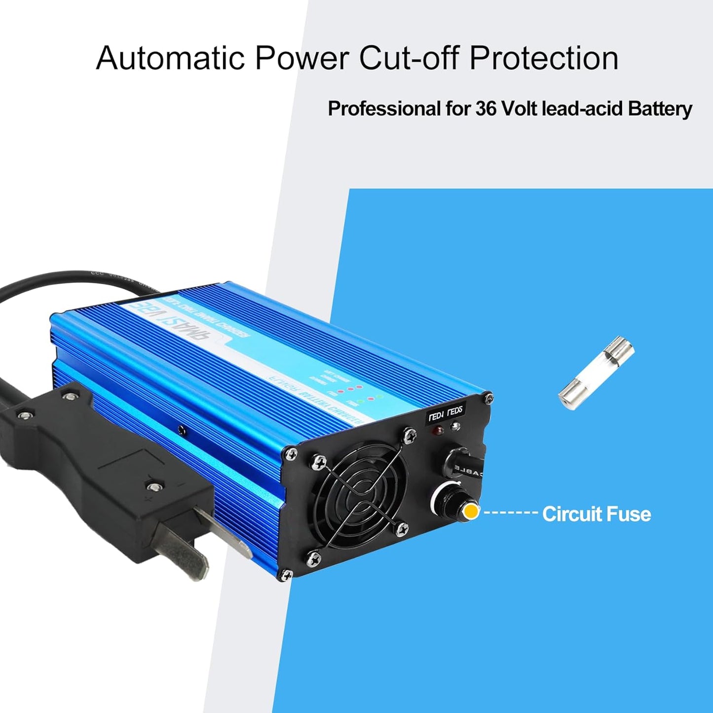 12 Amp 36 Volt Golf Cart Battery Charger for Yamaha EZGO (Lead-Acid) Club Car,12 Amp Smart Charger with Trickle Charge,Crowfoot Plug,36 Volt Golf cart Charger