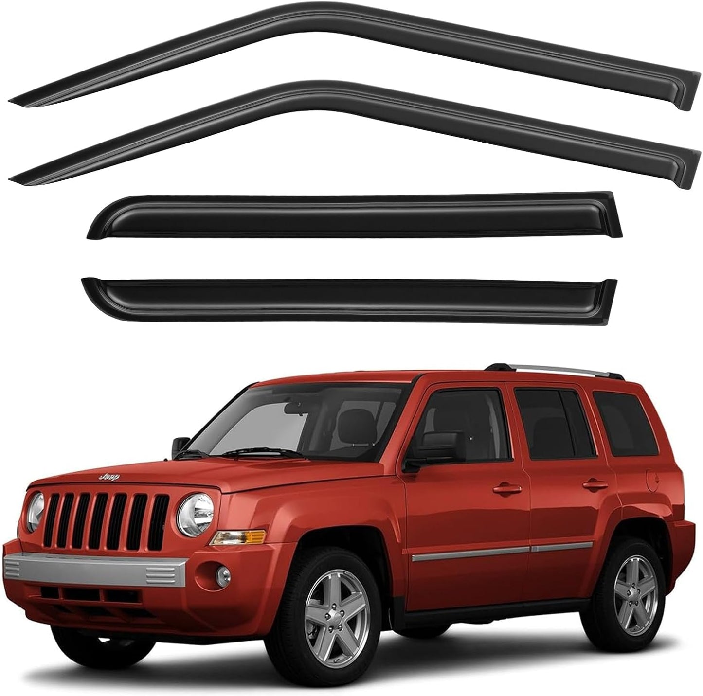 Window Visors Rain Guards Shield for 2007-2018 Jeep Patriot, Out-Channel Window Vent Wind Deflectors Visors Shades for 07-18 Patriot