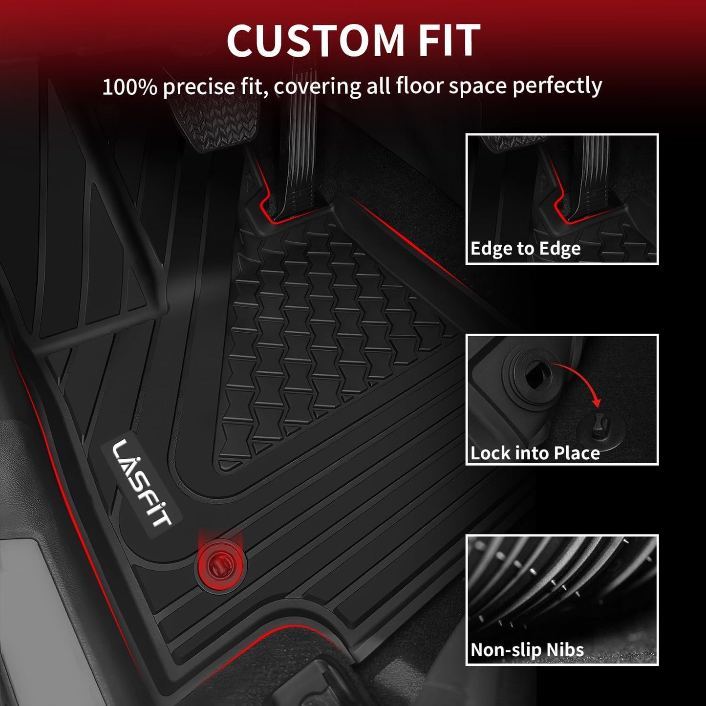 LASFIT Floor Mats&Trunk Mat for Lexus NX/ NX250/ NX350 2022-2025 (Not Fit for NX350h/ NX450h+), All Weather Car Mats TPE Floor Liners Accessories Front & Rear Rows & Cargo Liner, Black