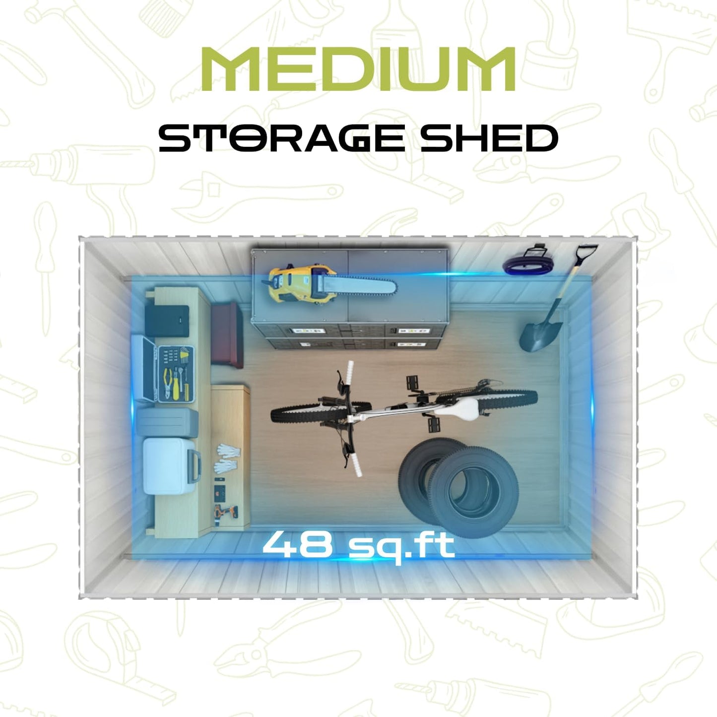 8' x 6' Outdoor Storage Shed, Sturdy Metal Building w/Lockable Doors for Garden, Backyard, Poolside and Lawn, Green