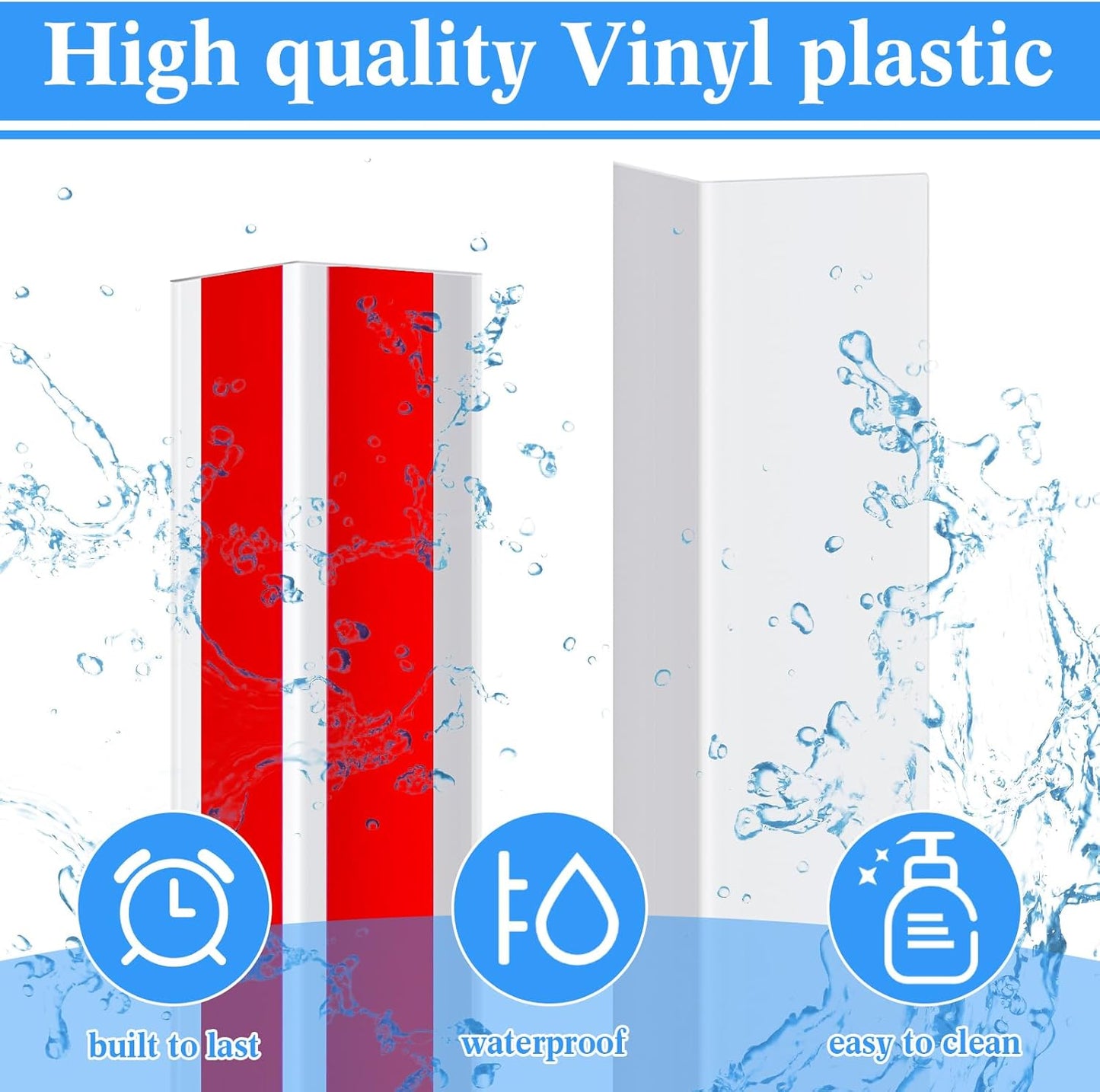 Sasylvia 10 Pcs Wall Corner Protector Guards, 3/4 x 48 Inches Self Adhesive Vinyl Corner Trim Molding, Avoid Scratching Scuffs, Ease Install & Cleaning for Door Countertop Furniture Protection