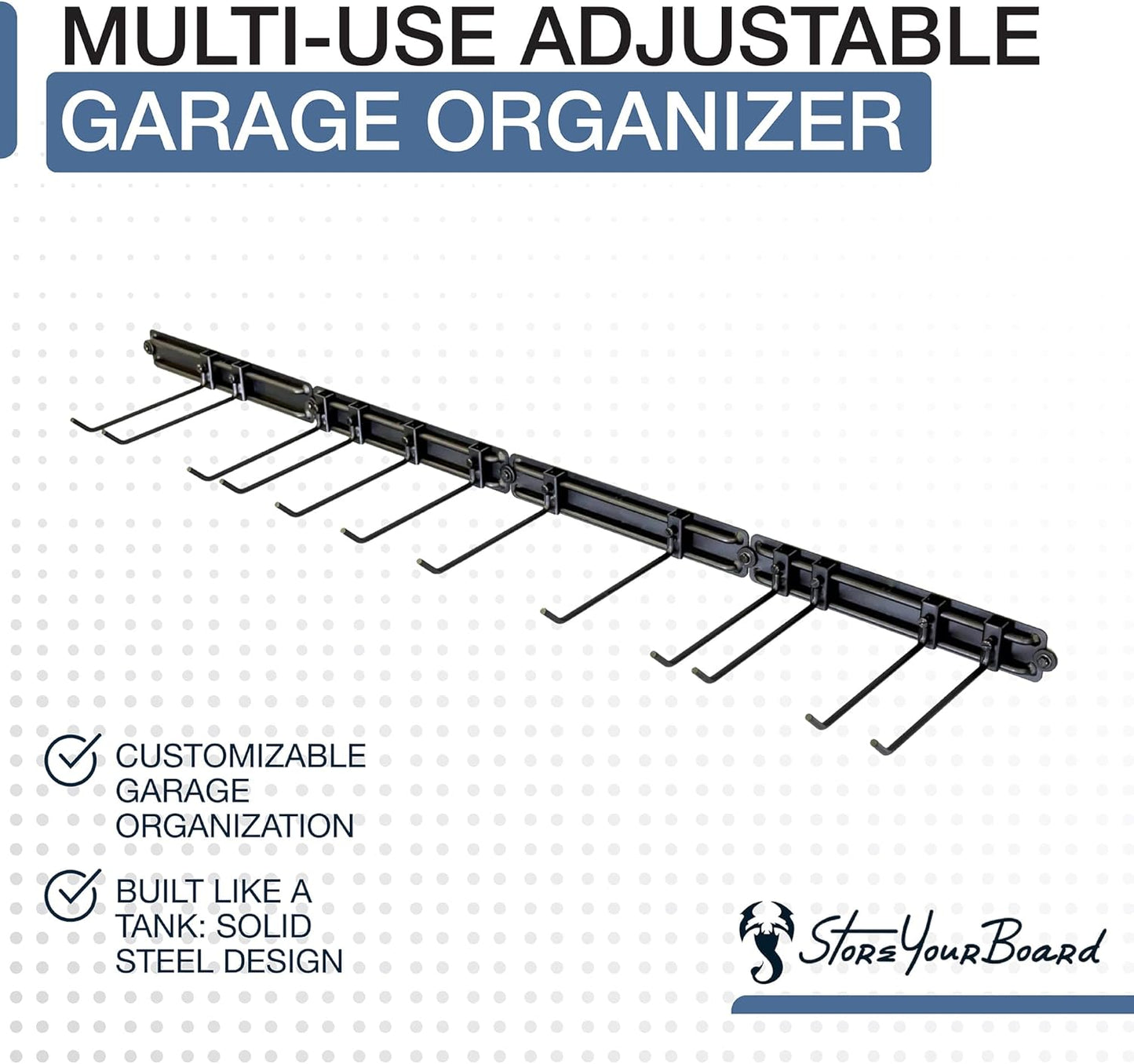 StoreYourBoard 64" Modular Garage Garden Tool Organizer Wall Mount – Heavy Duty Garden Tool Rack for Garage Organization and Storage, Wall Tool Organizer for Shovels, Rakes, Yard Tools, Holds 600 lbs