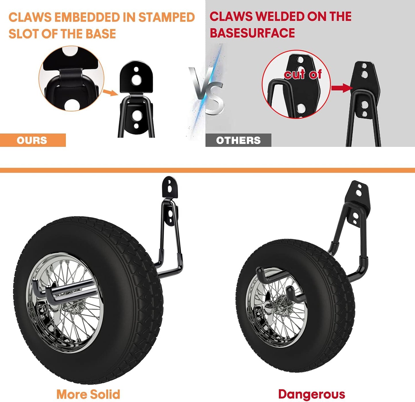 Garage Hooks Heavy Duty - 11 Inch Large Wall Mount Storage Hanger, 4 Pack Long Hook Garage Organizer for Hanging Tool, Chairs, Hoses, Ladder, Bulk Items, Ropes, etc.