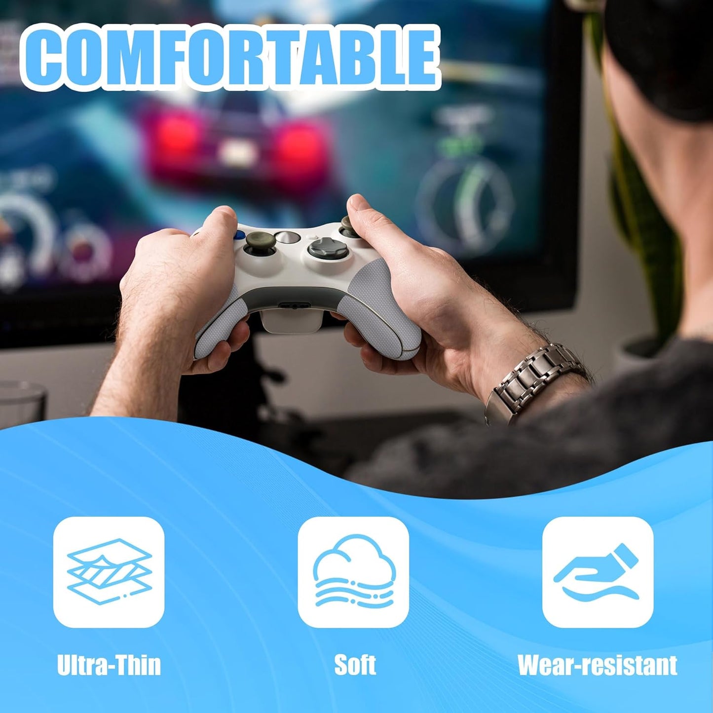 Rubber Grip Tape, Ultra-Thin Strong Adhesive Anti-Slip Waterproof Heat Resistant Wear-Resistant Cushion Pad, Making Handles or Contact Surfaces Safer, with Grip and Comfort (Gray, 1In x 10Ft)