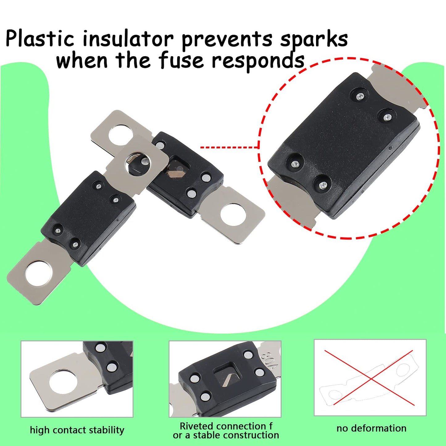 100A MEGA High Current Fuse - 100 Amp Bolt-on Fuse for Cars, Trucks, Construction Vehicles, Buses, Caravans (2 Pcs)