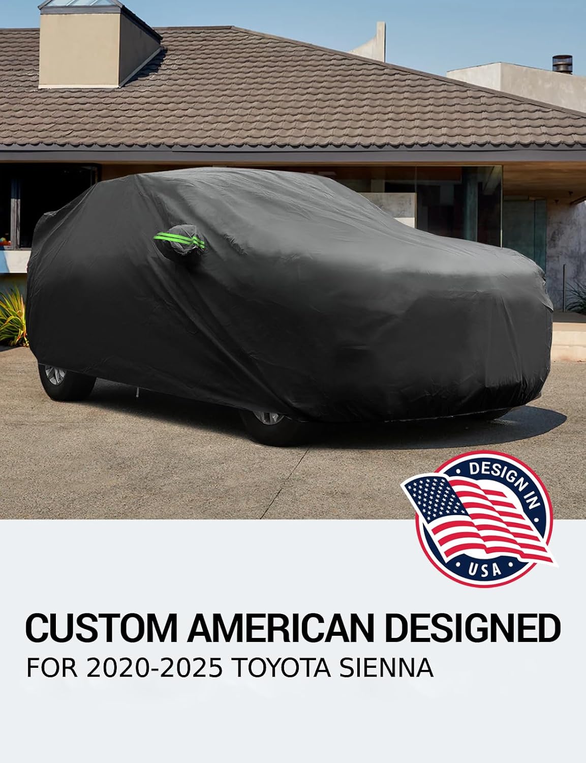 Proadsy 2025 Upgrade Car Cover for Toyota Sienna 2020-2024 2025, Waterproof All Weather for Automobiles, Windproof Snowproof Rain Hail Sun UV Protection Full Outdoor Indoor Exterior Car Covers, Black