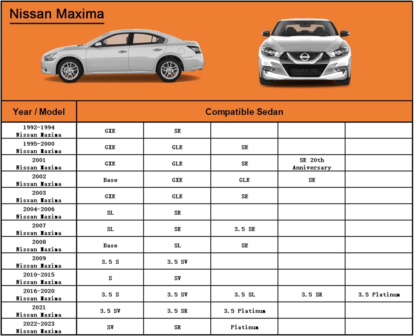 Kayme 7 Layers Car Cover Custom Fit for Nissan Maxima (1988-2025) Waterproof All Weather for Automobiles, Outdoor Full Cover Rain Sun UV Protection.Black