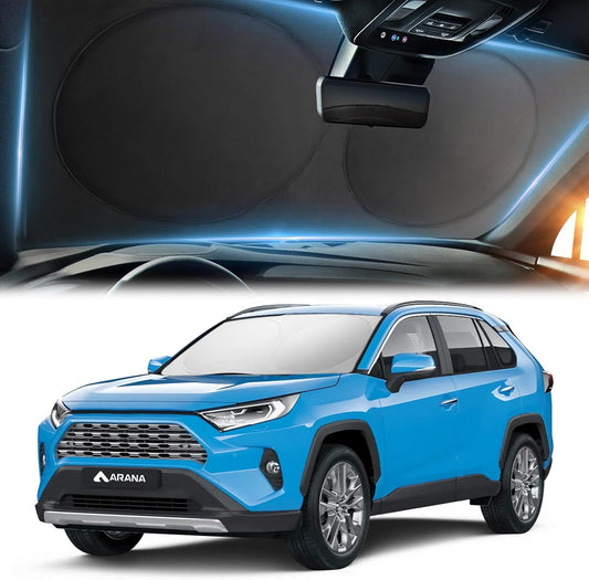 ARANA Car Windshield Sun Shade丨240T Thickened UV Blocking Automotive Sunshades丨2025 Upgrade Heat & Light-Proof Sun Visor Keeps Car Cool丨Universal Fit Sedan/SUV/Truck/Van (64"x32")