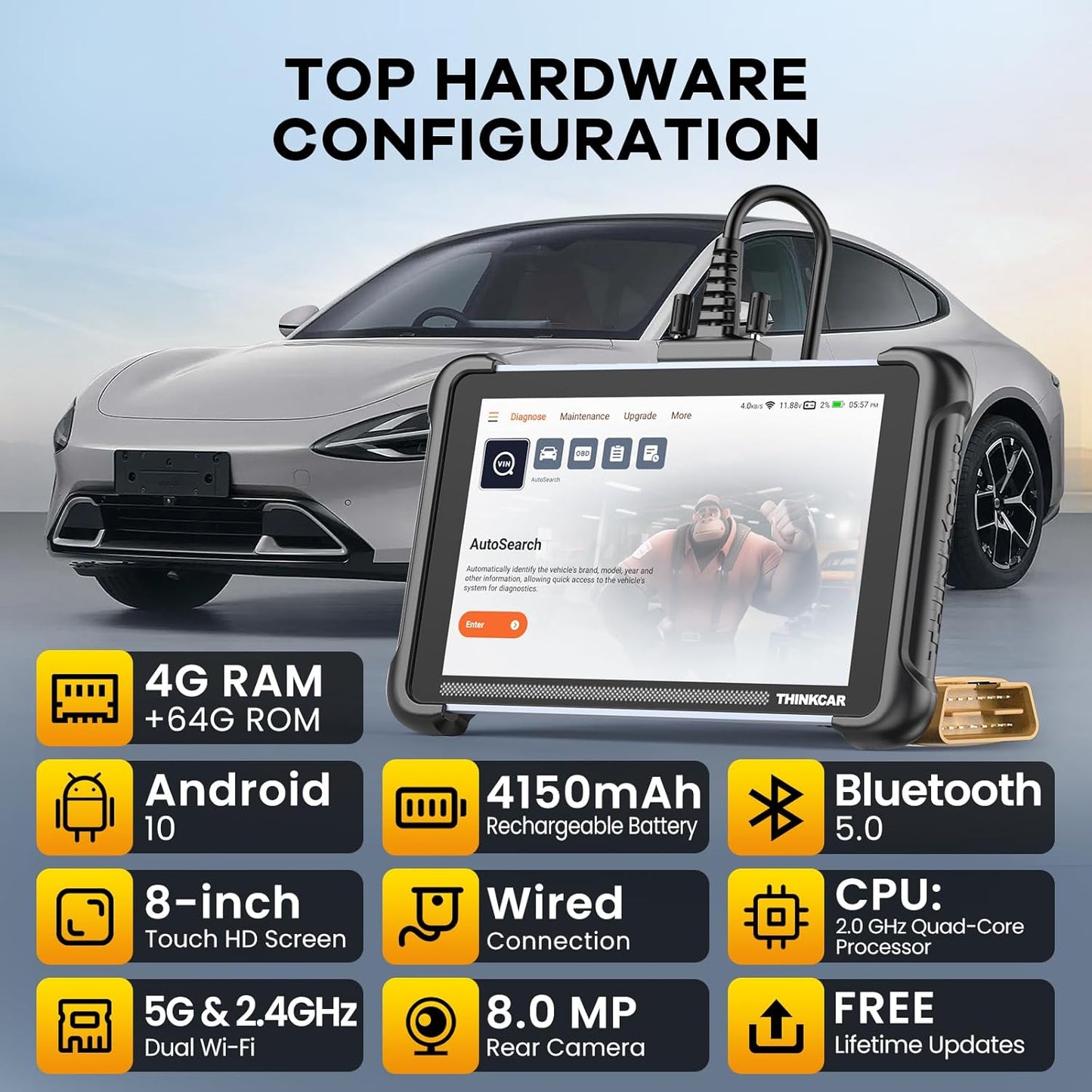 THINKCAR OBD2 Scanner Diagnostic Tool Lifetime Free, ThinkScan 689 Car Scan Tool with 34 Reset Function,Scanner for Car with 3000+ Active Test,Advanced ECU Coding BI-Directional,FCA Online Service