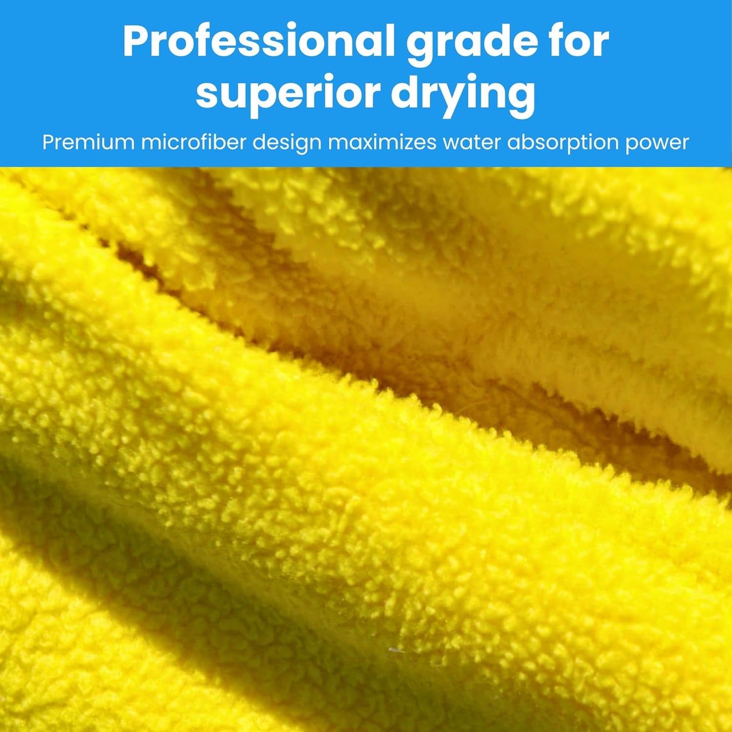 Microfiber Towels for Cars - 15.7" x 15.7" inches, Highly Absorbent Professional Grade Drying Towel Set for Superior Cleaning and Drying Performance - Car Drying & Kitchen Towel - Pack of 3