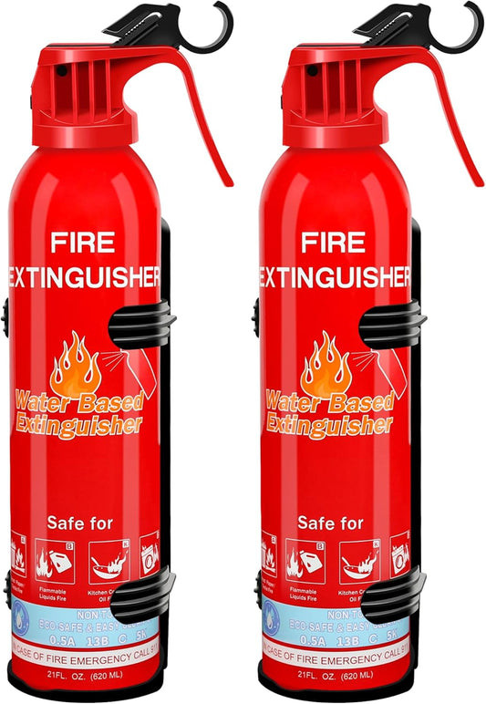 Fire Extinguisher for Home with Mount, 2 Pack Upgraded 8-in-1 Portable Fire Extinguishers For Vehicle Car Boat Marine Kitchen Emergency Supplies, Water-Based Extinguisher For A, B, C, K Fire Types