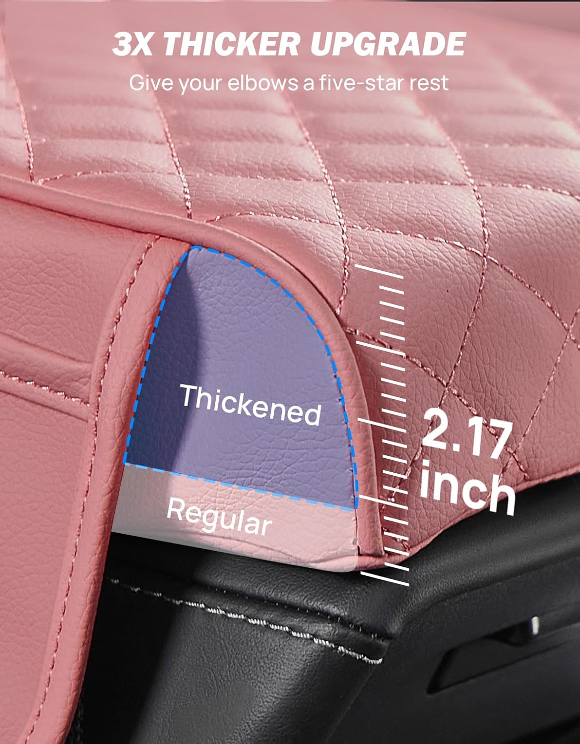 JOYTUTUS Pink Center Console Cover with Storage Bag for SUV Sedan, PU Leather Arm Rest Pad Middle Console Protector, ‎12.6" x 7.8" x 2.16"