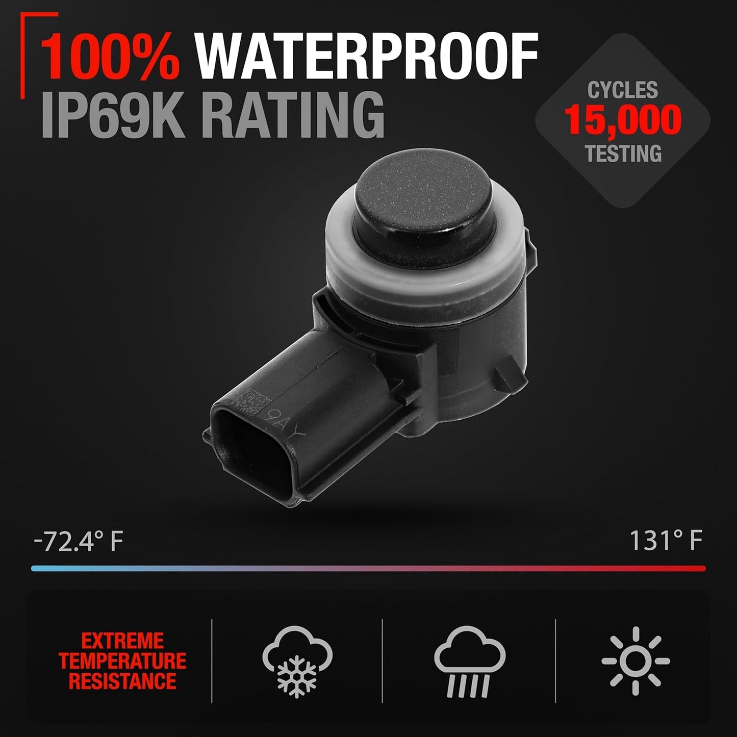 T1A Front/Rear Bumper Parking Aid Sensor, 4-pc - Compatible with 2018-2019 Ford Edge, 19-21 Ford Explorer; 20-21 Lincoln Nautilus - Backup Reverse Parking Assist Kit - OEM HU5Z15K859AAT