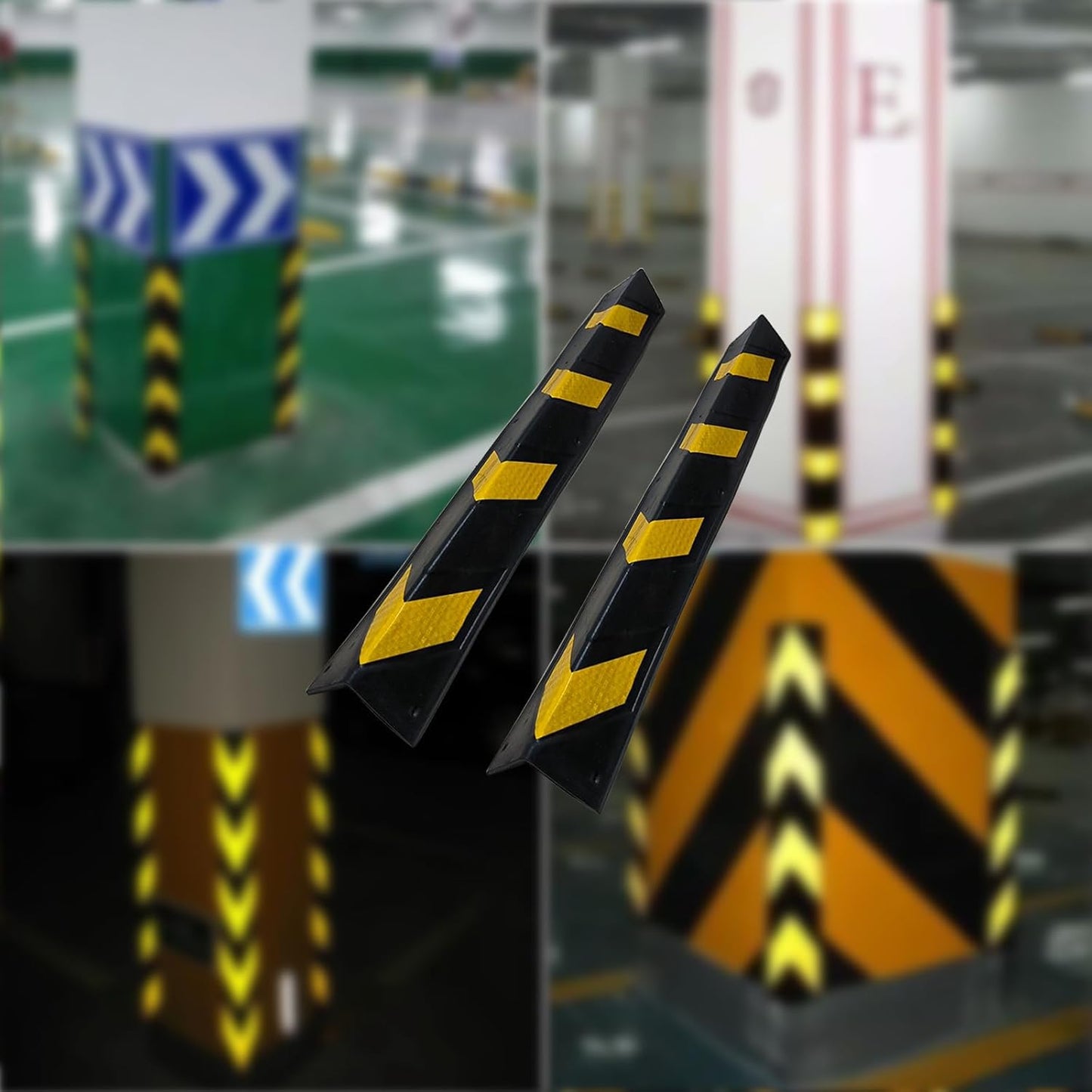 27" Rubber Garage Wall Protector Corner Guard for Parking Lot Warehouse Edge, 6 Packs