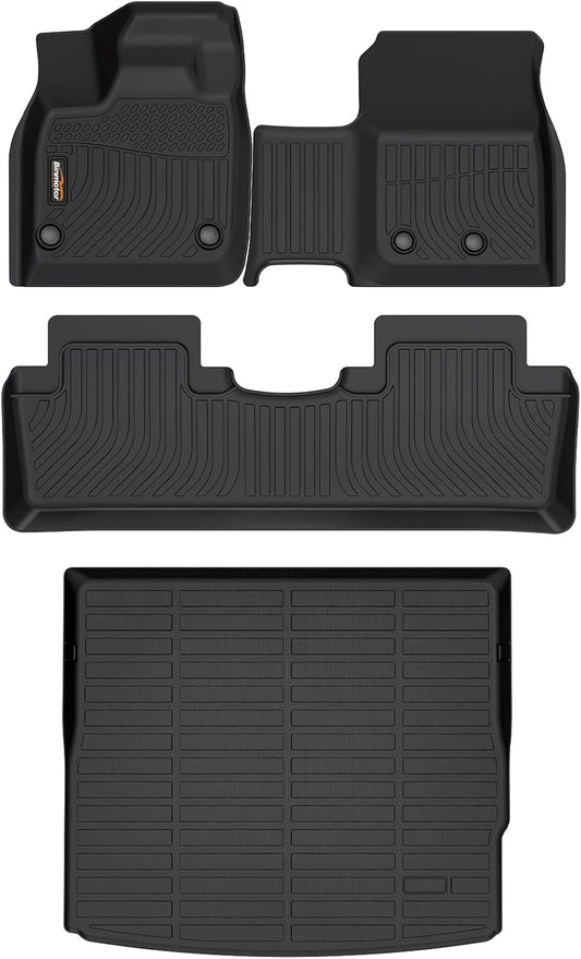 Binmotor-All Weather Car Floor Mats and Cargo Liner Set for Nissan Ariya 2023-2025, 2 Rows with Cargo Mat Set, TPE Rubber Liners for Ariya Accessories Mats Trunk Liner Mat-Black