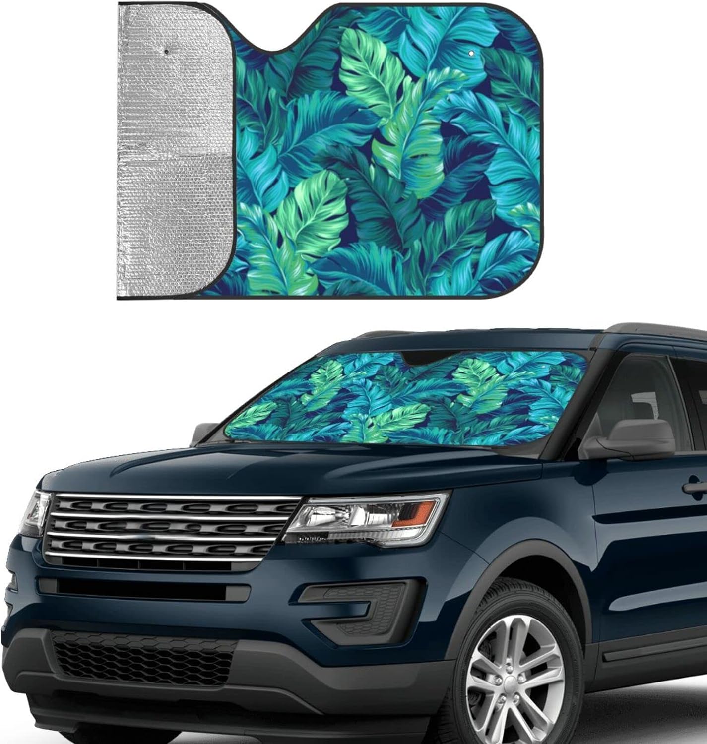 Tropical Leaves Car Windshield Sunshade Front Window Sun Visor Protector Foldable Shield Cover for Truck SUV