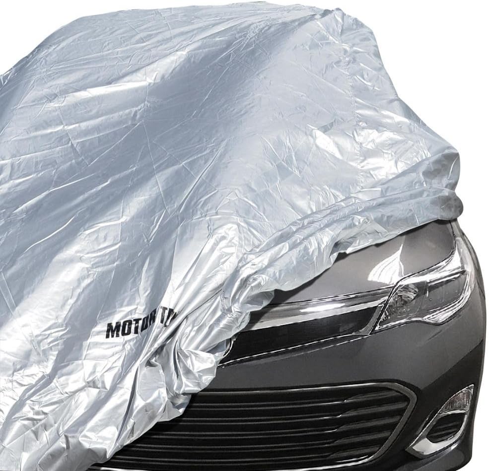 Motor Trend All Season WeatherWear 1-Poly Layer Snow proof, Water Resistant Car Cover Size XL1 - Fits up to 210" - CC-544+LOCK , Silver