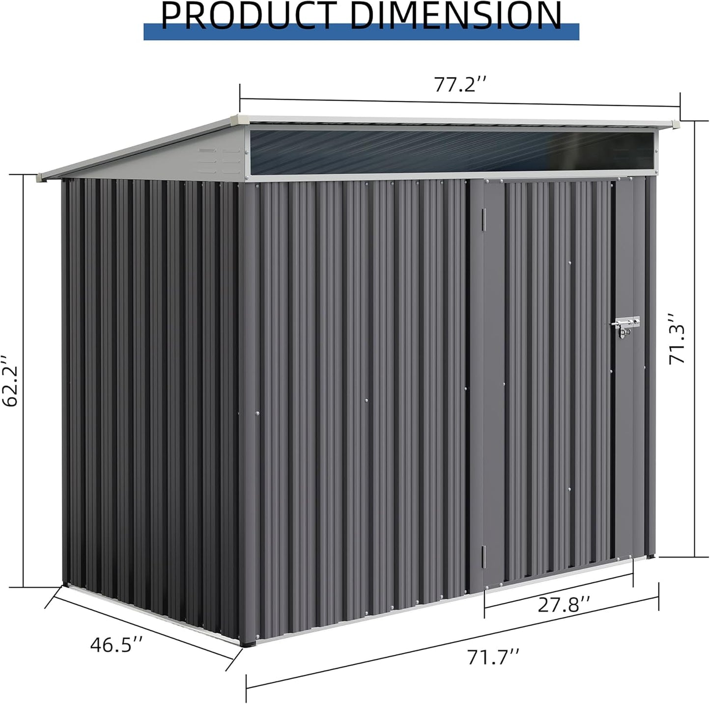 JY QAQA 6x4 FT Metal Outdoor Garden Storage Shed, Waterproof Metal Garden Sheds with Window and Lockable Double Door, Weather Resistant Steel Tool Storage House Shed for Patio,Lawn