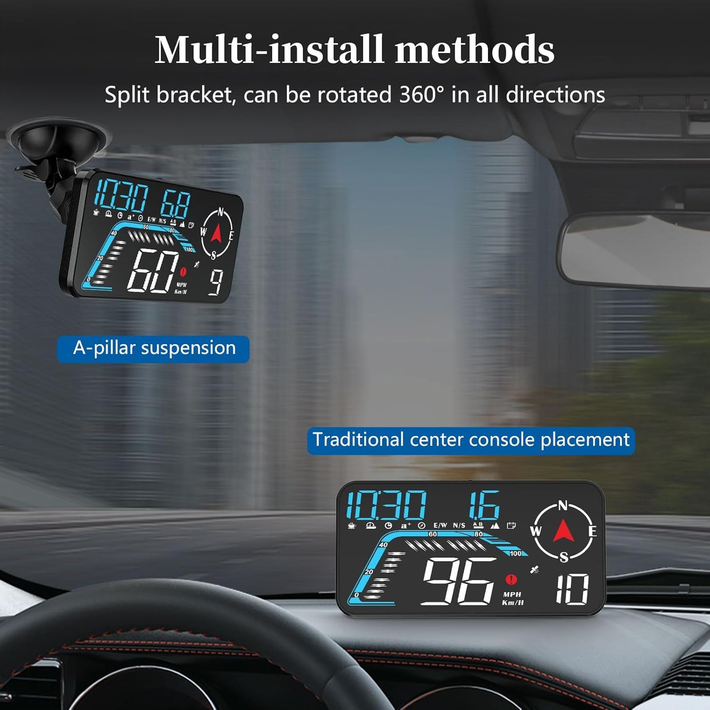 Head Up Display G12, A Car Head Up Display with Multifunctional Mileage Display, Suitable for All GPS Speedometer Models, USB Plug and Play, Easy Installation