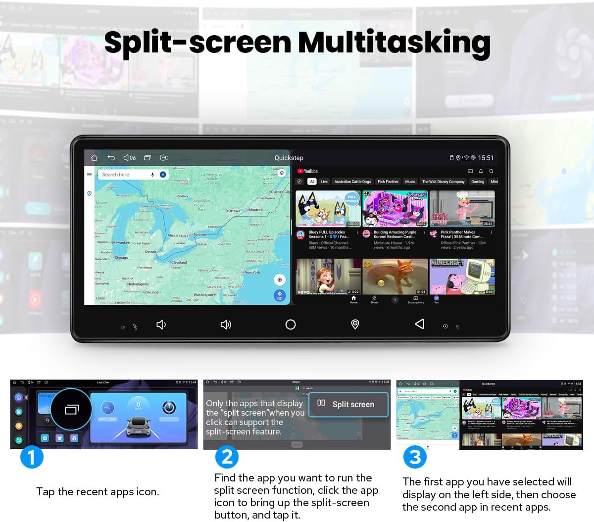 Joying 8.9" Single Din Touchscreen Radio Android 13 Head Unit with Carplay and Android Auto 8GB+128GB Detachable Car Stereo with Bluetooth, AM/FM, Subwoofer Output, GPS(JY-HTS01N8)