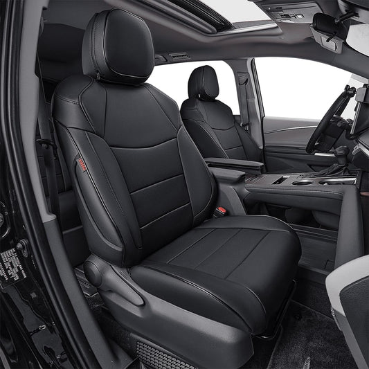 EKR Sienna Seat Covers for Toyota Sienna LE,XLE,XLE Plus 8-Passenger Seating 2021 2022 2023 2024 2025,Front Seat and Rear Seat,Black Car Seat Covers - 1st and 2nd Row Only,Leather(Black)