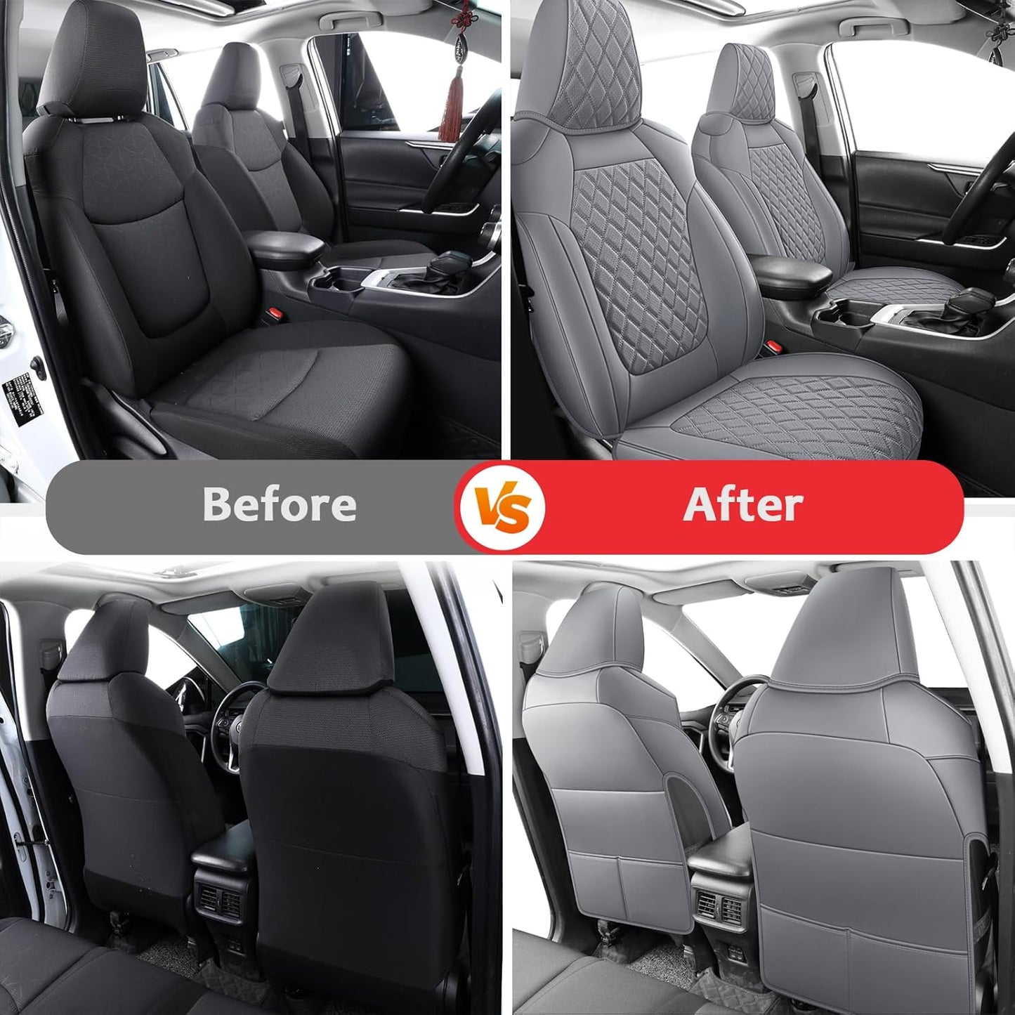 MIROZO Seat Covers for Rav4,Waterproof Car Seat Covers Compatible with 2019-2025 Toyota RAV4 Hybrid LE XLE Limited Car Seat Cover RAV4 Hybrid(Gray,Non XSE&2022-2025 SE Hybrid)