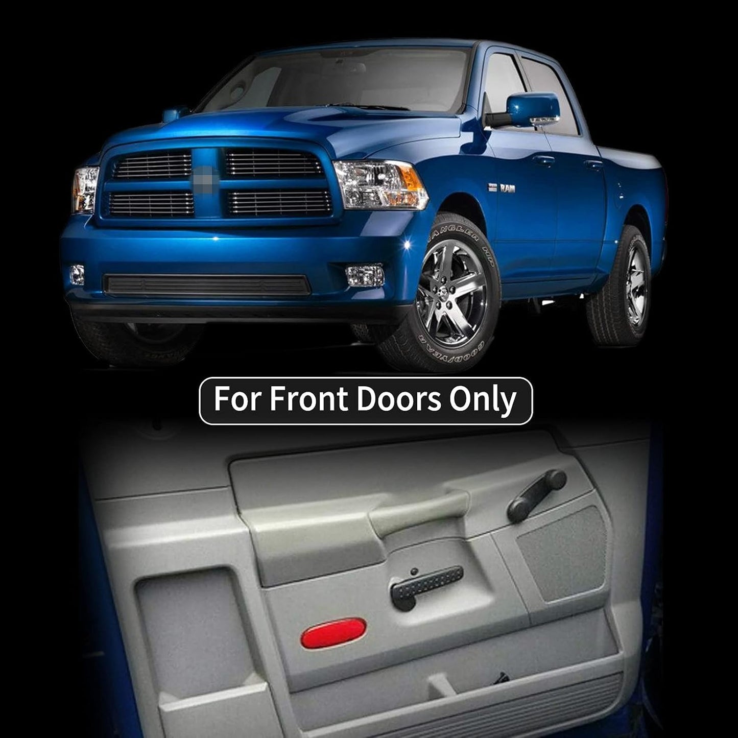 Car Front Interior Door Panels Reflector Red Inner Door Panel Reflector Plate for 2002-2008 Dodge Ram 1500/2003-2009 Dodge Ram 2500 3500/2004-2009 Dodge Durango (for front doors only)-2PCS