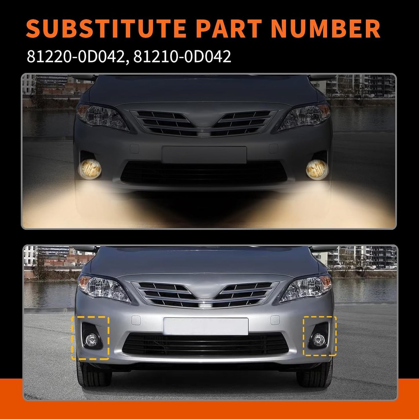 Fog Light Assembly Compatible with Corolla 2009-2010 Fog Lamp w/H11 12V 55W Halogen Bulbs & Bezels & Harness & Switch