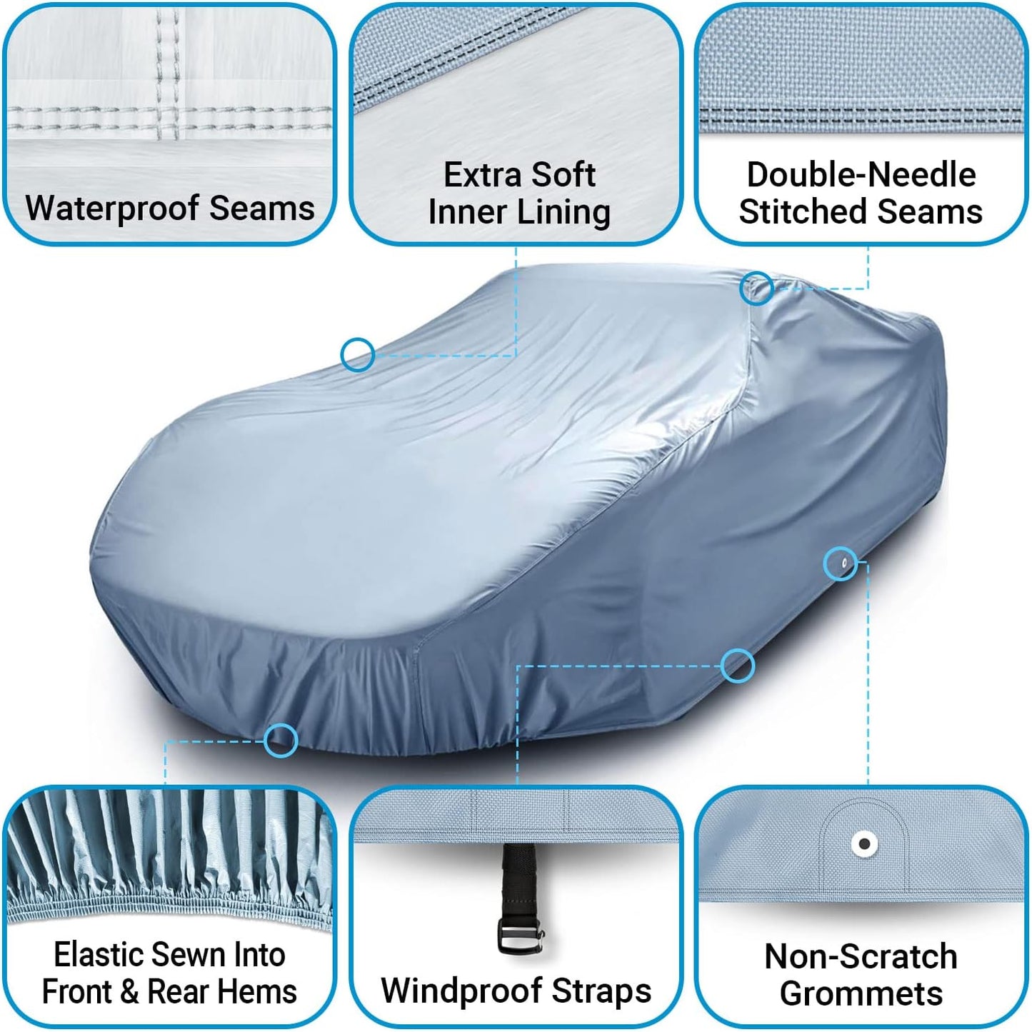 iCarCover Premium Car Cover for 1958-1961 Chevy Nomad Wagon Heavy Duty Waterproof All Weather Automobiles Custom Fit Indoor Outdoor UV Snow Protection Covers with Straps and Bag