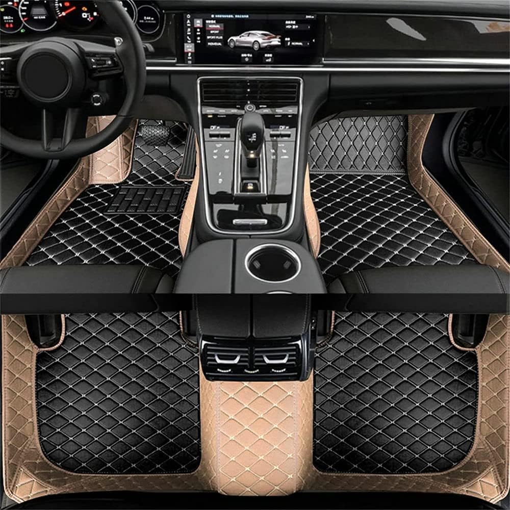 Custom Car Floor Mat Compatible with BMW Mercedes-Benz Toyota Cadillac Lexus Honda Infiniti Nissan Hyundai Kia Audi All Models Cars Sedans SUVs Automotive Mats (Edge Beige Middle Black Beige)